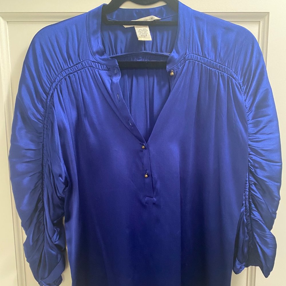 DVF Diane von Furstenberg Cobalt Blue Silk Top Size US4